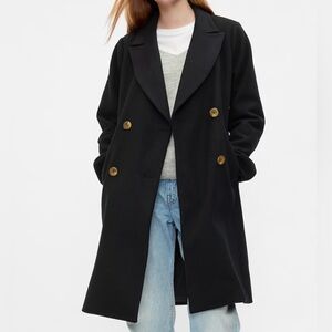 NWT Black Relaxed Long Topcoat